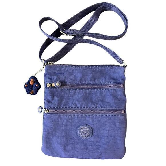 Kipling Blue Navy Nylon Messenger Crossbody Bag with Andy Gorilla Keychain - Picture 3 of 7